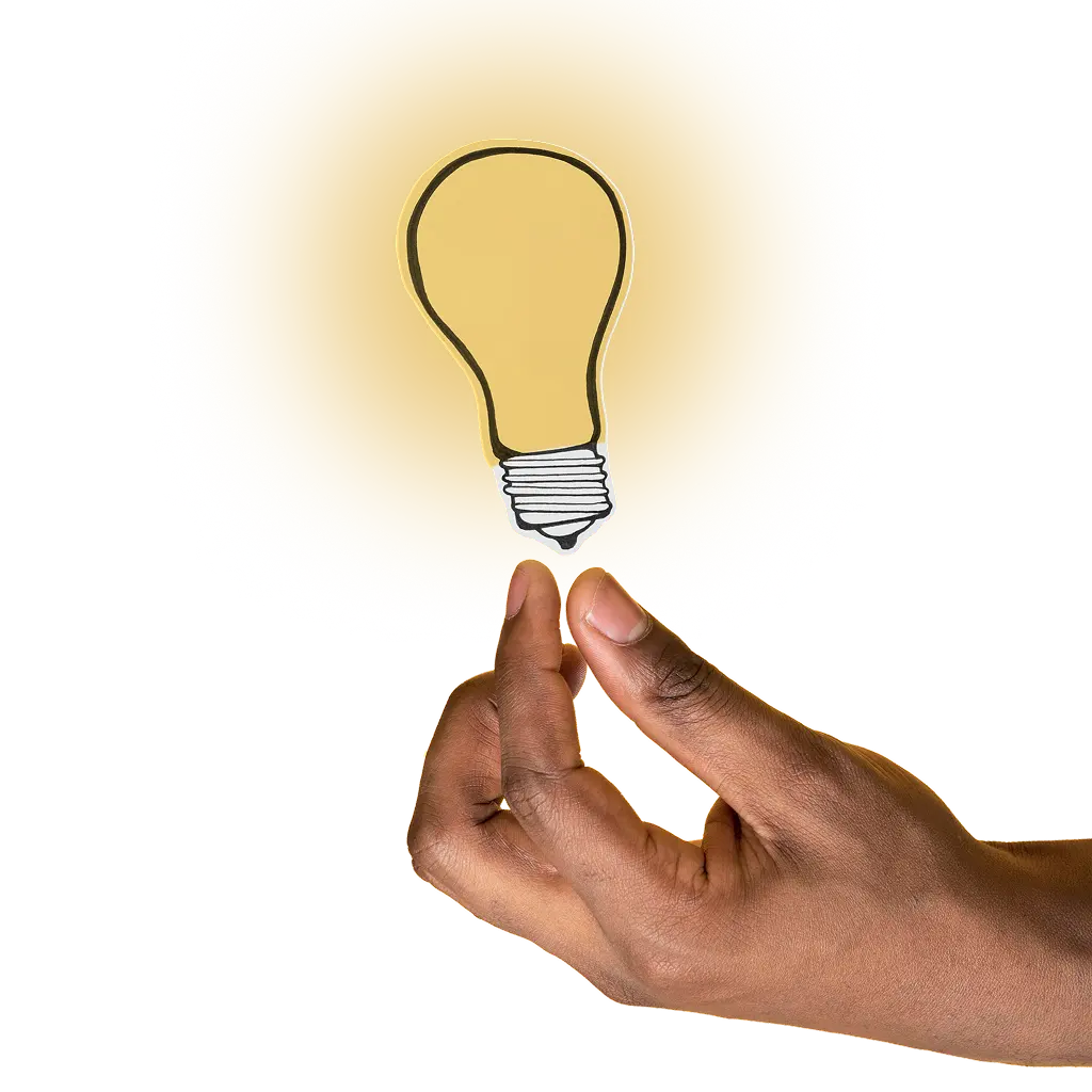 Hand holding a light bulb